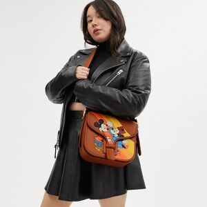 Disney X Coach Courier Bag With Mickey Mouse And Minnie Mouse